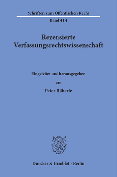 Rezensierte Verfassungsrechtswissenschaft Rezensierte Verfassungsrechtswissenschaft