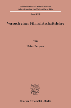 Versuch einer Filmwirtschaftslehre Versuch einer Filmwirtschaftslehre