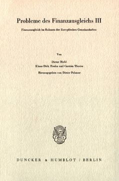 Probleme des Finanzausgleichs III Probleme des Finanzausgleichs III