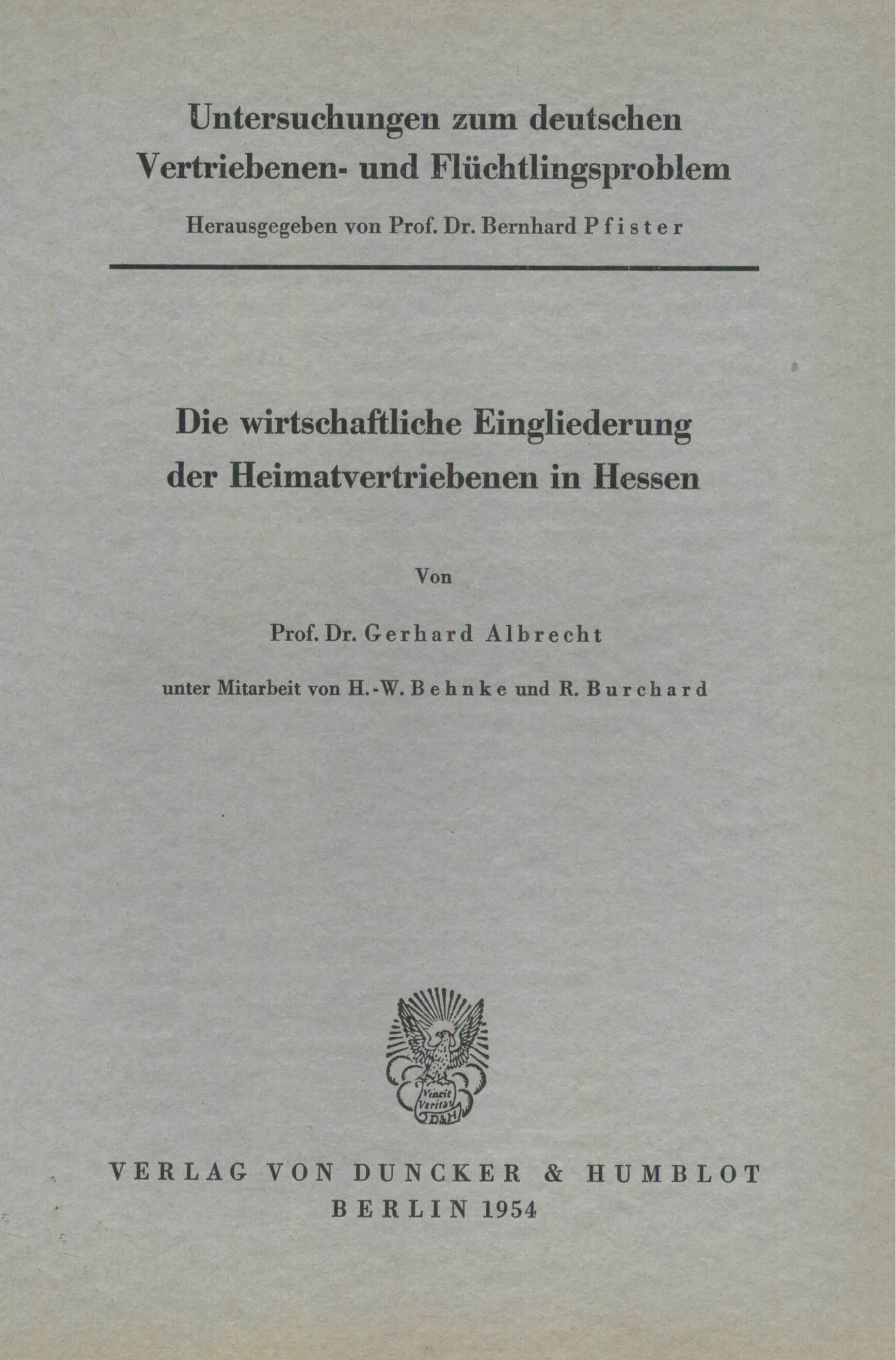 Untersuchungen zum deutschen Vertriebenen- und Flüchtlingsproblem