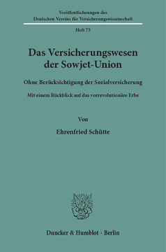 Das Versicherungswesen der Sowjet-Union Das Versicherungswesen der Sowjet-Union