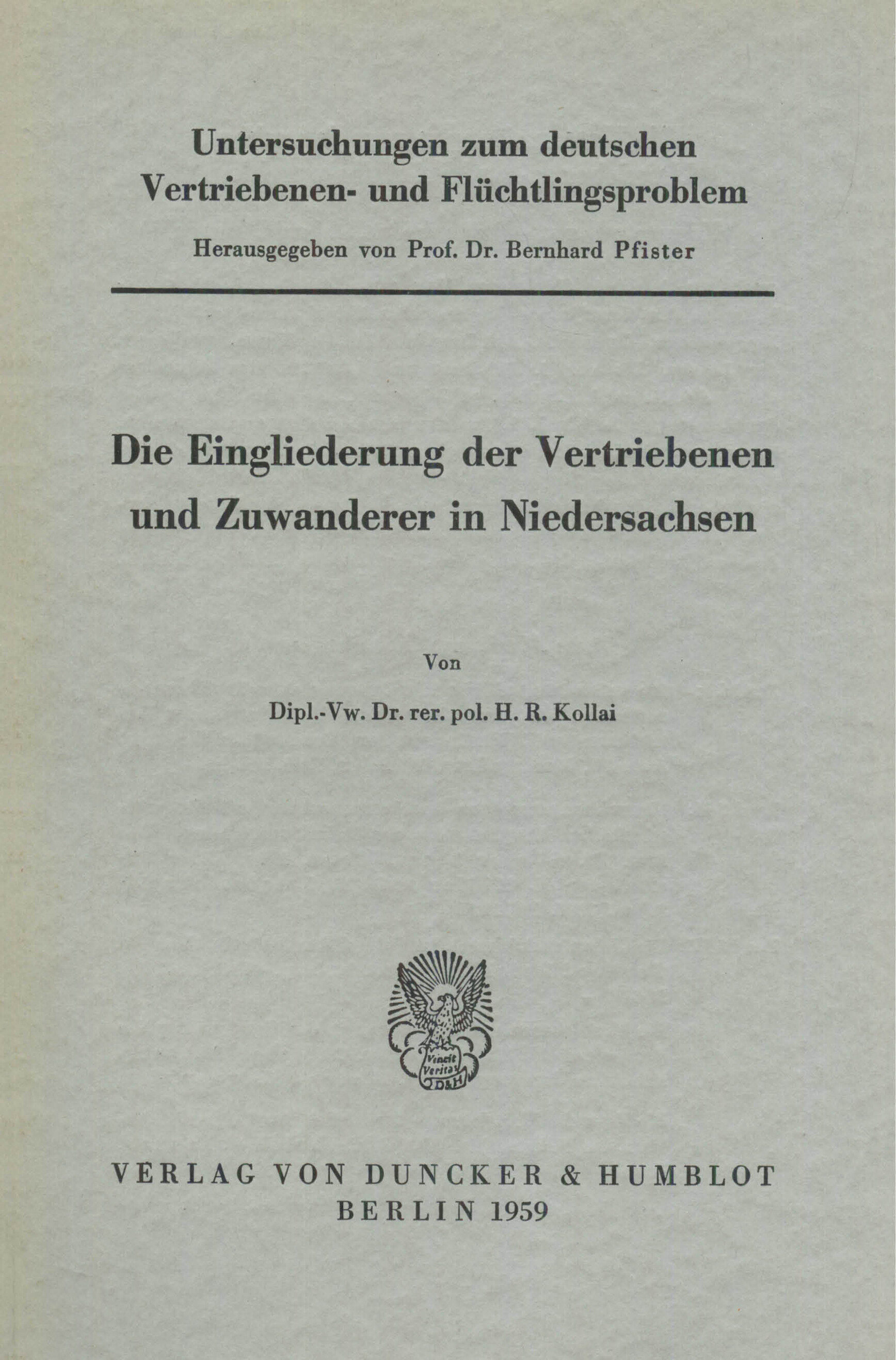 Untersuchungen zum deutschen Vertriebenen- und Flüchtlingsproblem
