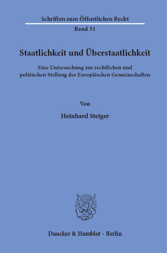 Staatlichkeit und Überstaatlichkeit Staatlichkeit und Überstaatlichkeit