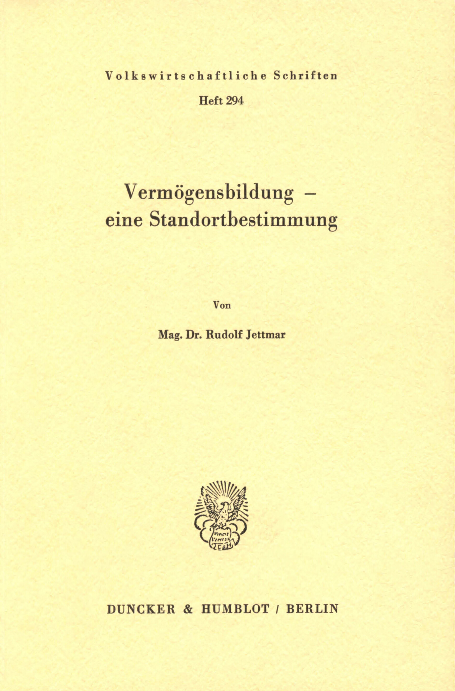 Vermögensbildung - eine Standortbestimmung