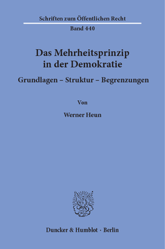 Das Mehrheitsprinzip in der Demokratie. Grundlagen - Struktur -Begrenzungen Das Mehrheitsprinzip in der Demokratie. Grundlagen - Struktur -Begrenzungen