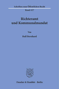 Richteramt und Kommunalmandat Richteramt und Kommunalmandat