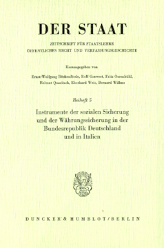 Instrumente der sozialen Sicherung und der Währungssicherung in der Bundesrepublik Deutschland und in Italien Instrumente der sozialen Sicherung und der Währungssicherung in der Bundesrepublik Deutschland und in Italien