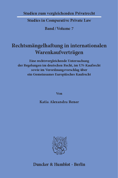 Rechtsmängelhaftung in internationalen Warenkaufverträgen Rechtsmängelhaftung in internationalen Warenkaufverträgen