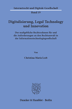 Digitalisierung, Legal Technology und Innovation Digitalisierung, Legal Technology und Innovation