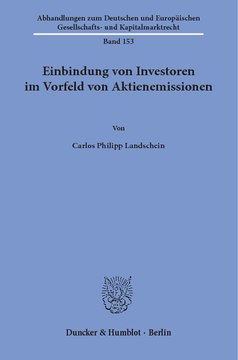 Einbindung von Investoren im Vorfeld von Aktienemissionen Einbindung von Investoren im Vorfeld von Aktienemissionen