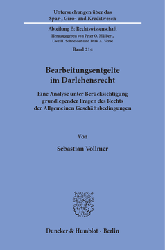 Bearbeitungsentgelte im Darlehensrecht Bearbeitungsentgelte im Darlehensrecht