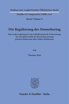 Die Regulierung des Homesharing Die Regulierung des Homesharing