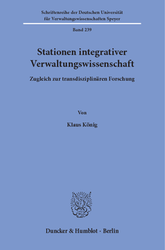 Stationen integrativer Verwaltungswissenschaft Stationen integrativer Verwaltungswissenschaft