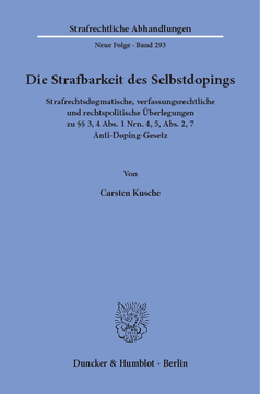 Die Strafbarkeit des Selbstdopings Die Strafbarkeit des Selbstdopings