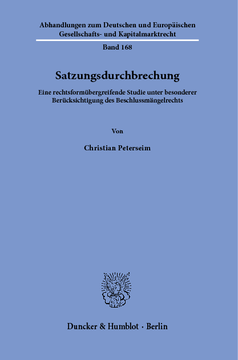 Satzungsdurchbrechung Satzungsdurchbrechung
