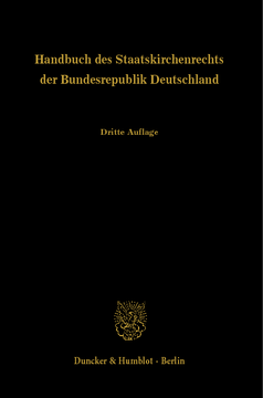 Handbuch des Staatskirchenrechts der Bundesrepublik Deutschland Handbuch des Staatskirchenrechts der Bundesrepublik Deutschland
