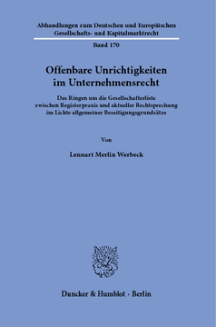 Offenbare Unrichtigkeiten im Unternehmensrecht Offenbare Unrichtigkeiten im Unternehmensrecht