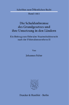 Die Schuldenbremse des Grundgesetzes und ihre Umsetzung in den Ländern Die Schuldenbremse des Grundgesetzes und ihre Umsetzung in den Ländern