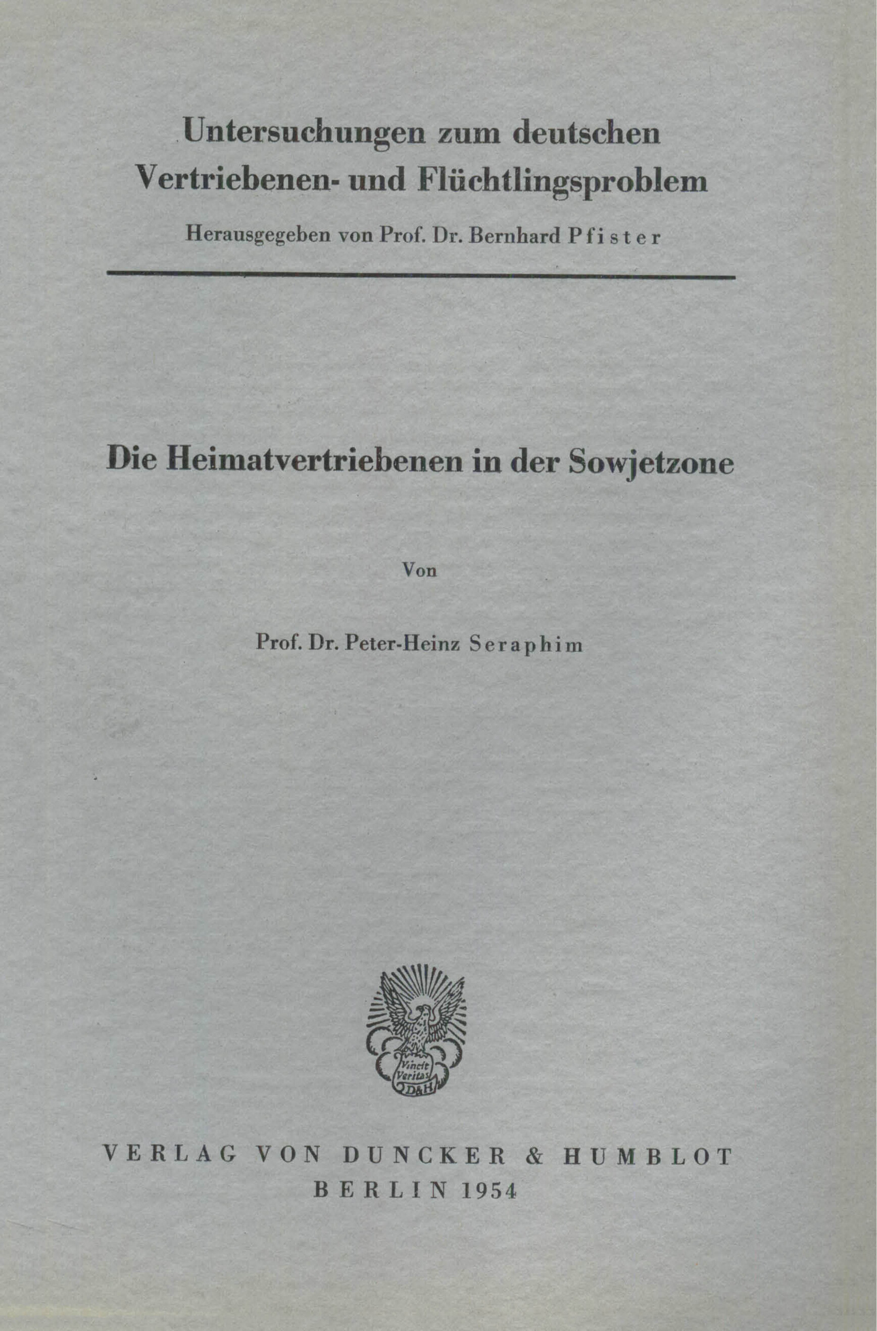 Untersuchungen zum deutschen Vertriebenen- und Flüchtlingsproblem