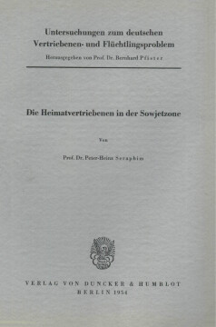 Untersuchungen zum deutschen Vertriebenen- und Flüchtlingsproblem Untersuchungen zum deutschen Vertriebenen- und Flüchtlingsproblem