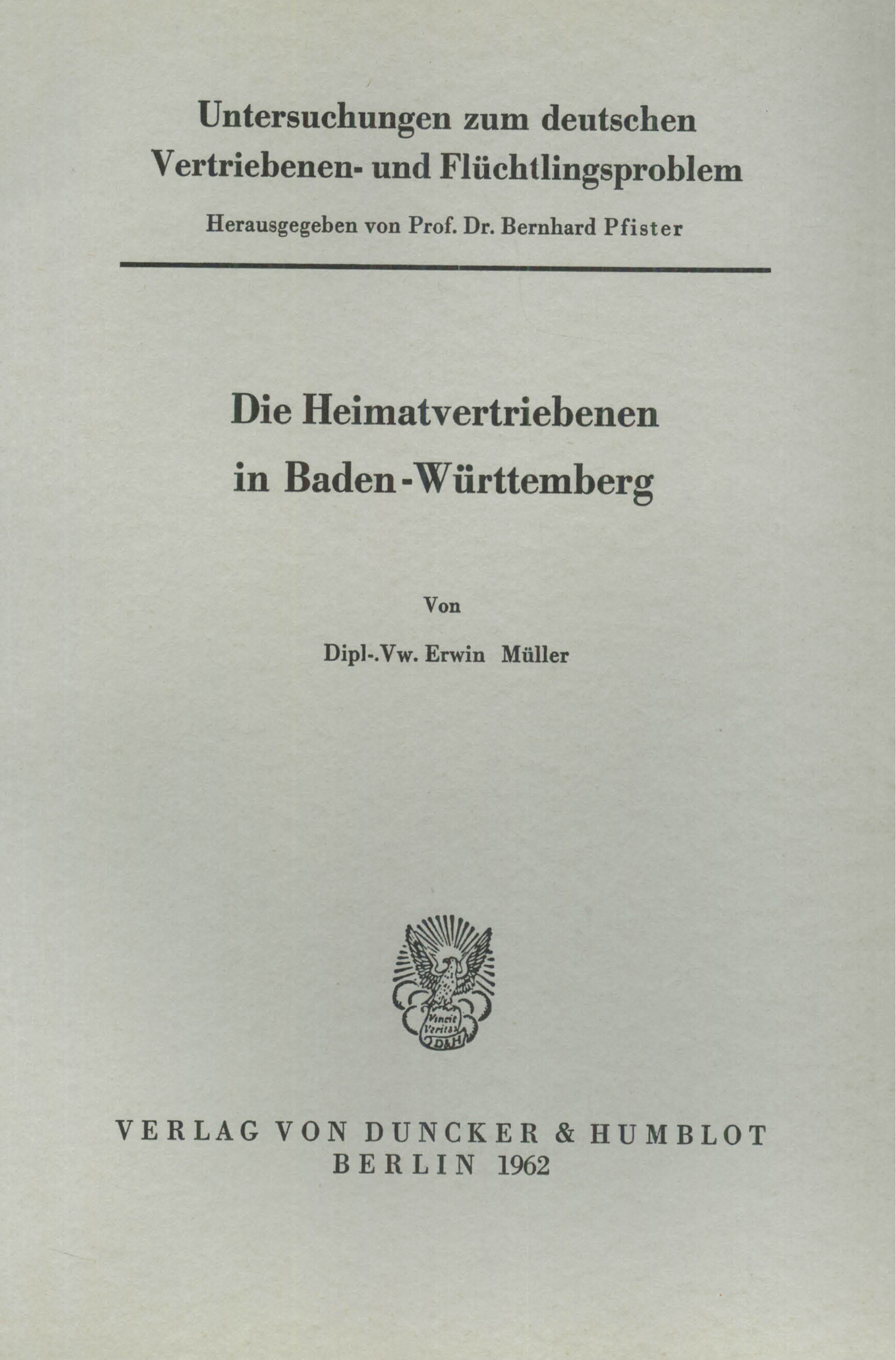 Untersuchungen zum deutschen Vertriebenen- und Flüchtlingsproblem