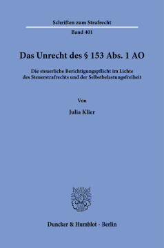 Das Unrecht des § 153 Abs. 1 AO Das Unrecht des § 153 Abs. 1 AO
