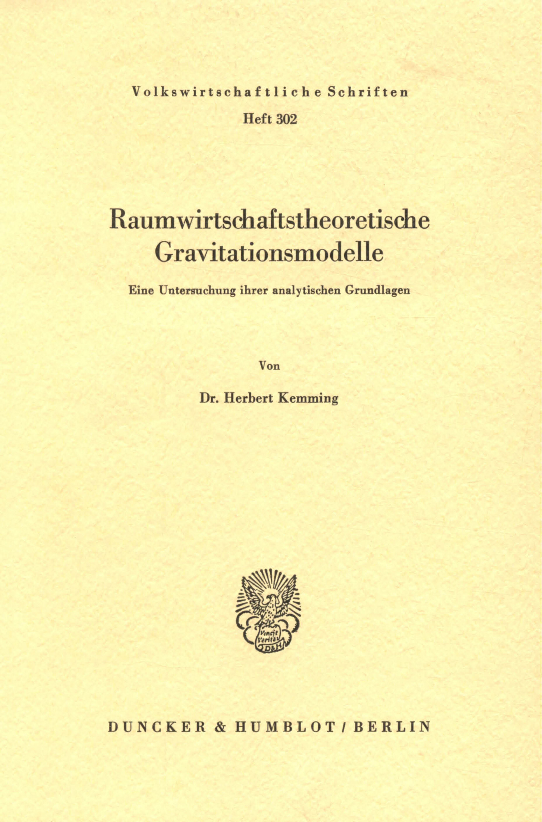 Raumwirtschaftstheoretische Gravitationsmodelle