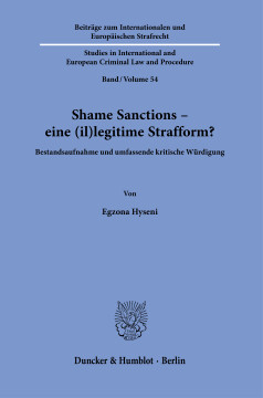 Shame Sanctions – eine (il)legitime Strafform? Shame Sanctions – eine (il)legitime Strafform?