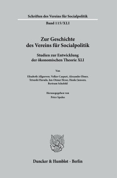 Zur Geschichte des Vereins für Socialpolitik Zur Geschichte des Vereins für Socialpolitik