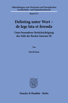 Delisting unter Wert – de lege lata et ferenda Delisting unter Wert – de lege lata et ferenda