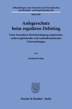 Anlegerschutz beim regulären Delisting Anlegerschutz beim regulären Delisting