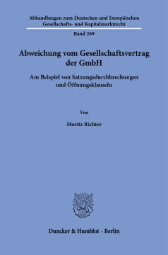 Abweichung vom Gesellschaftsvertrag der GmbH Abweichung vom Gesellschaftsvertrag der GmbH