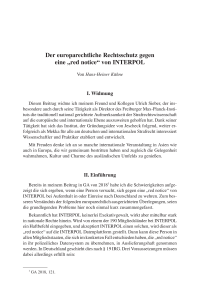 Der europarechtliche Rechtsschutz gegen eine „red notice“ von INTERPOL