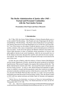 The Berlin Administration of Justice after 1945 – Factual and Personnel Continuities with the Nazi Justice System