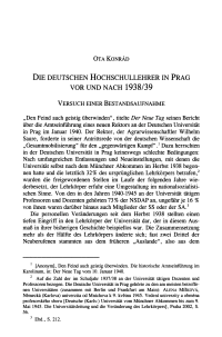 Die deutschen Hochschullehrer in Prag vor und nach 1938/39