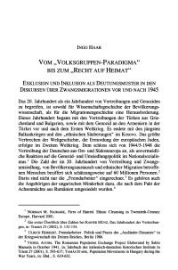 Vom „Volksgruppen-Paradigma" bis zum „Recht auf Heimat"