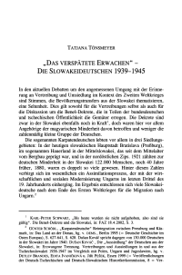 „Das verspätete Erwachen" – die Slowakeideutschen 1939–1945