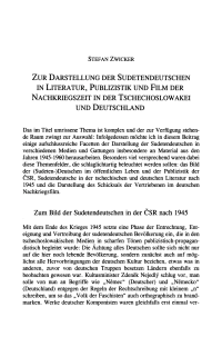 Zur Darstellung der Sudetendeutschen in Literatur, Publizistik und Film der Nachkriegszeit in der Tschechoslowakei und Deutschland