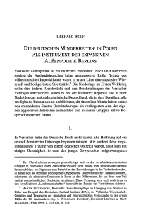 Die deutschen Minderheiten in Polen als Instrument der expansiven Außenpolitik Berlins