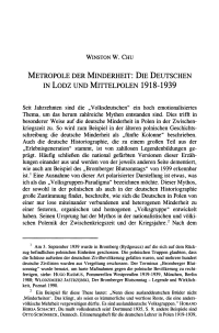 Metropole der Minderheit: Die Deutschen in Łódź und Mittelpolen 1918–1939
