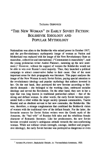 "The New Woman" in Early Soviet Fiction: Bolshevik Ideology and Popular Mythology