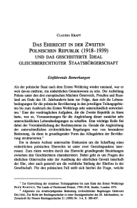 Das Eherecht in der Zweiten Polnischen Republik (1918–1939) und das gescheiterte Ideal gleichberechtigter Staatsbürgerschaft