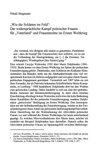 „Wie die Soldaten im Feld": Der widersprüchliche Kampf polnischer Frauen für „Vaterland" und Frauenrechte im Ersten Weltkrieg