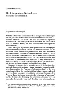 Der frühe polnische Nationalismus und die Frauenthematik