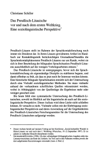 Das Preußisch-Litauische vor und nach dem ersten Weltkrieg