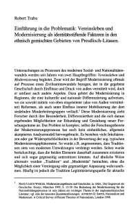 Einführung in die Problematik: Vereinsleben und Modernisierung als identitätsstiftende Faktoren in den ethnisch gemischten Gebieten von Preußisch-Litauen