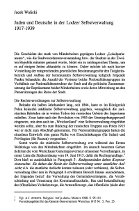 Juden und Deutsche in der Lodzer Selbstverwaltung 1917-1939