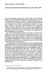 Formen kommunaler Kinderfürsorge in Lodz 1919-1939