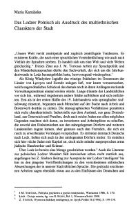 Das Lodzer Polnisch als Ausdruck des multiethnischen Charakters der Stadt