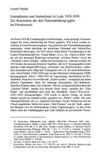 Journalismus und Journalisten in Lodz 1918-1939